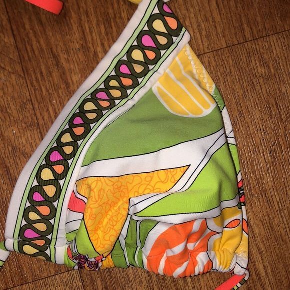 Trina Turk Colorful Abstract String Bikini/ Swim Top - Picture 3 of 6